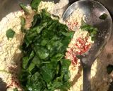 A picture of step 1 of Methi-makai pancakes.