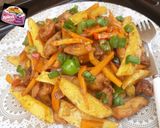 A picture of step 3 of Potato and chicken stir fry.
