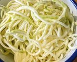 A picture of step 4 of Courgette spaghetti in cream sauce - gluten free, spiralized veg.