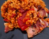 Foto del paso 10 de la receta: Arroz a la paella con Panceta y Piquillos a la Brasa