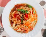รูปขั้นตอนการทำที่ 3 ของ ส้มตำปลาร้าทรงเครื่อง, ส้มตำไทย