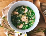 Hình bước làm 5 của món Canh Tôm Hoa Cúc Tần (Soup de Crevettes aux Pâquerette)