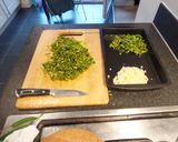 A picture of step 2 of Water Spinach fry with Garlic pods or Rashun diy Kolmi Shaak Bhaja.