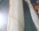 A picture of step 1 of Thor bhaja (banana stem sabzi).