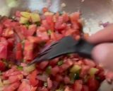 A picture of step 4 of Mexican Sunrise: Eggs with Serrano Pepper, Red Onion, and Tomato.