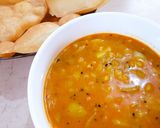 A picture of step 4 of Aloo Tarkari with Puri.