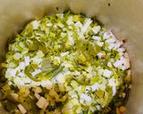 A picture of step 2 of Gobhi danthal with chana dal (cauliflower stalk with chickpea lentils).