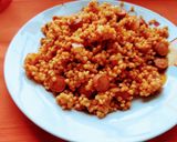Tarhonyás,virslis lecsós egytálétel 🥘 recept fázis 7 fotója