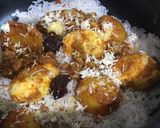 A picture of step 9 of Kolkata style egg biryani.