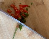 A picture of step 4 of Pan fried sea-bass with spicy nam pla prik dipping sauce.