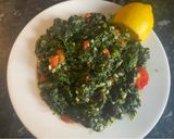 A picture of step 4 of Spinach rice (aka Greek spanakorizo).