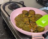 A picture of step 12 of Patra / Alu Vadi.