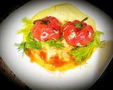 Une image de l'étape 1 de Les poivrons rouges farcies aux oeufs,légumes,fromage.