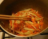 A picture of step 8 of Kinpira Gobo (burdock and carrot kinpira).