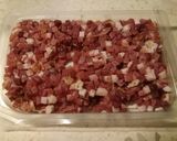 A picture of step 1 of Red russet potatoes with mushrooms and speck.