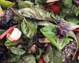 A picture of step 5 of Radish and Mushroom Mixed Leaf Salad,.