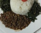 A picture of step 8 of Rice served with kamande.