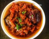 A picture of step 3 of Kashmiri Khatte Baingan.