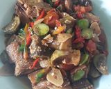 Foto langkah ke 5 dari resep Ikan asin Tahu pete + terong tumis cabe.