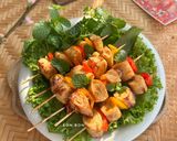 A picture of step 6 of Grilled Vegan Skewers with Tofu Skin and Bell Peppers.