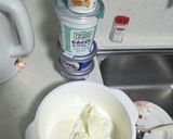 A picture of step 2 of Tzatziki sour cheese dip.