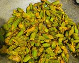 A picture of step 3 of Besan wali bhindi,Masoor dal.