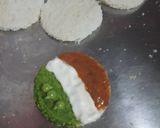 A picture of step 1 of Tri veg colour sandwich.with peas.