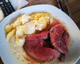A picture of step 3 of Gratin Dauphinois and Roast Beef.