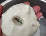 A picture of step 5 of Medu Vada Bites with coconut chutney.