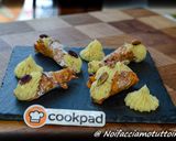 A picture of step 8 of Finger Food - Pineapple Cannoli with White Chocolate Pastry Cream and Bronte Pistachios.
