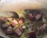 A picture of step 2 of Chinese Cabbage Stew with Potatoes, Carrots, Onions, Sausage, and Bacon.