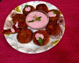 A picture of step 4 of Beetroot Tikki with Beetroot Dip.
