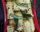A picture of step 5 of Khandvi.