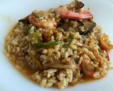 Foto del paso 5 de la receta: Arroz meloso de langostinos, verduras y trufa negra