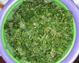 A picture of step 1 of Kanzera (Collard Greens) with Mchicha (Aramanth) #vegescontest#.