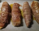A picture of step 4 of Sicilian pesto stuffed chicken.