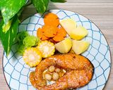 Hình bước làm 4 của món Cá hồi sốt Teriyaki & rau củ luộc