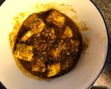 A picture of step 4 of Maple syrup and almond butter tofu - vegan.