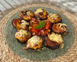 Foto del paso 4 de la receta: Berenpizza: mini pizza de berenjena con cheddar y pavo en airfryer