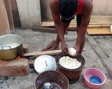A picture of step 2 of Unadulterated fufu/akpu 😁😁😋.