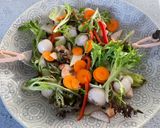 A picture of step 2 of Prawn, litchi and blue cheese salad.