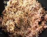 A picture of step 3 of Filipino Chicken Adobo Fried Rice.