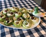 Une image de l'étape 14 de Nids de poireaux au brocciu, poivron rouge, olives et petits oignons.