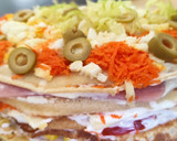 Foto del paso 6 de la receta: Torre de panqueques con jamón, queso y verduras