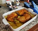 A picture of step 4 of Red rice with chicken legs and potatoes.