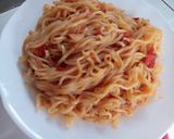 A picture of step 5 of Fried Indomie with Kienyeji eggs.
