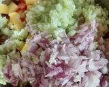 A picture of step 2 of Watermelon salsa.