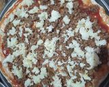 A picture of step 5 of Pizza with beef qeema filling.