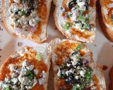 A picture of step 2 of Pizza Toast in 10 minutes.