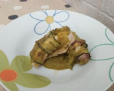 Foto del paso 4 de la receta: Rollitos de conejo rellenos de puré de guisantes y mango